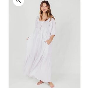 Goddess 100% Cotton Babydoll Maxi Dress in White - Bump Friendly size small